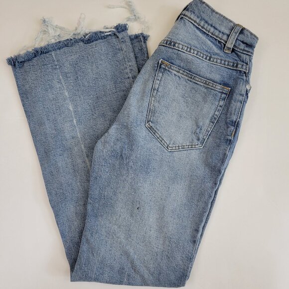 Rebecca Taylor Denim - La Vie Rebecca Taylor High Rise Cropped Flare Raw Fray Hem Jean